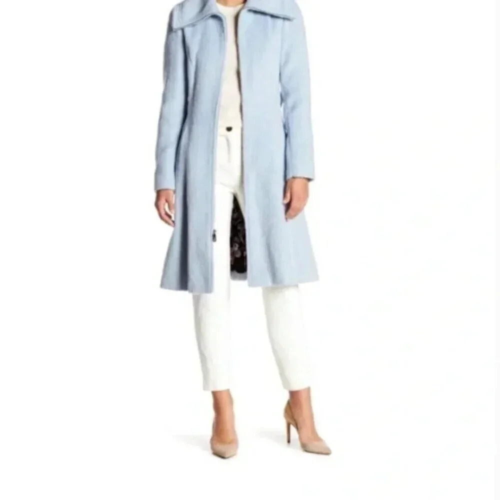 Eliza J Brushed  Bow-Back Fit & Flare Peacoat in Ice Blue 6